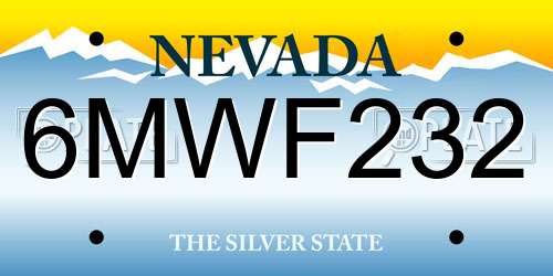 6MWF232 Nevada License Plate