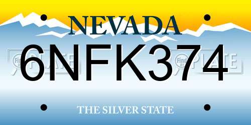 6NFK374 Nevada License Plate