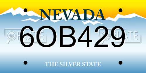 6OB429 Nevada License Plate