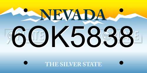 6OK5838 Nevada License Plate