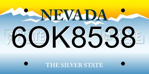 6OK8538 Nevada License Plate