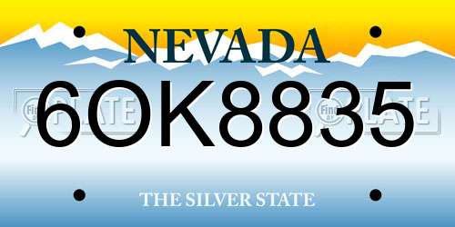 6OK8835 Nevada License Plate