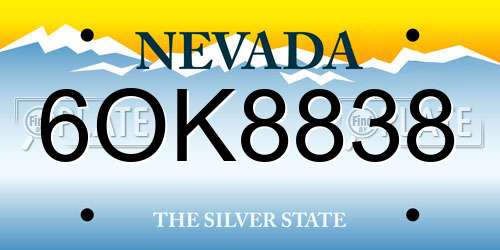 6OK8838 Nevada License Plate