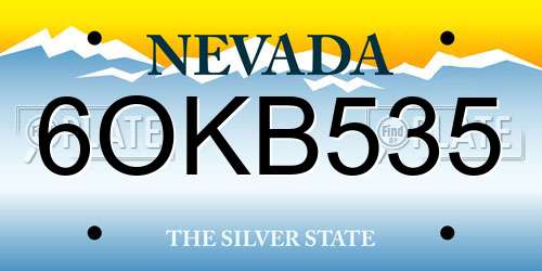 6OKB535 Nevada License Plate