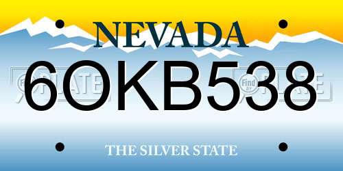 6OKB538 Nevada License Plate