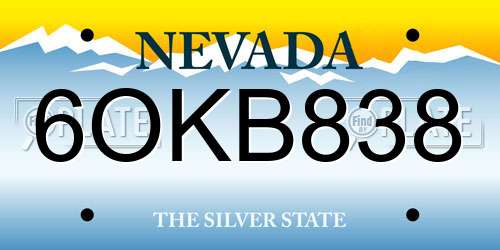 6OKB838 Nevada License Plate