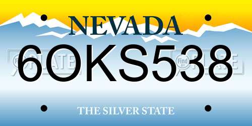 6OKS538 Nevada License Plate