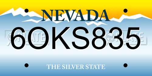 6OKS835 Nevada License Plate
