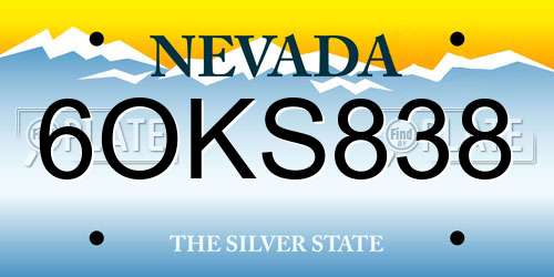 6OKS838 Nevada License Plate