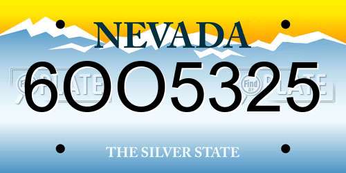 6OO5325 Nevada License Plate