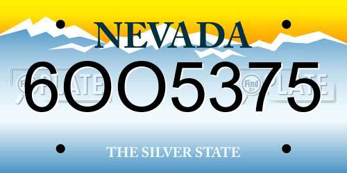 6OO5375 Nevada License Plate