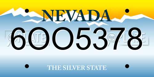 6OO5378 Nevada License Plate