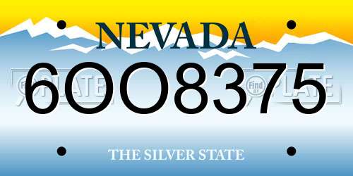 6OO8375 Nevada License Plate