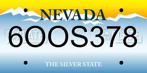 6OOS378 Nevada License Plate