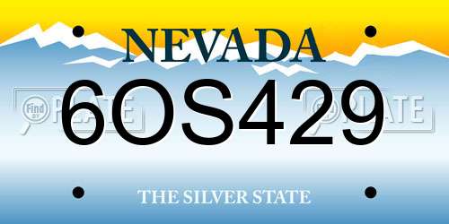 6OS429 Nevada License Plate