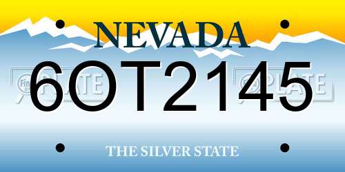 6OT2145 Nevada License Plate