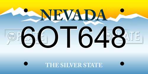 6OT648 Nevada License Plate