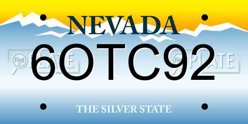 6OTC92 Nevada License Plate