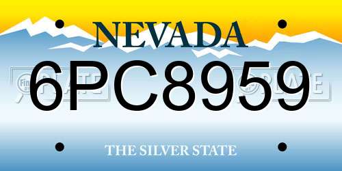 6PC8959 Nevada License Plate