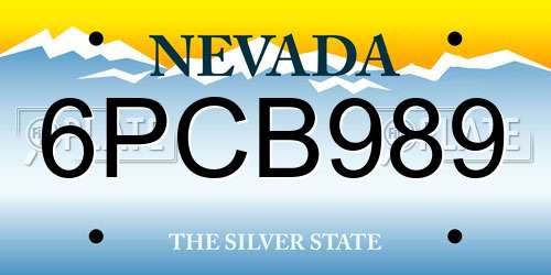 6PCB989 Nevada License Plate