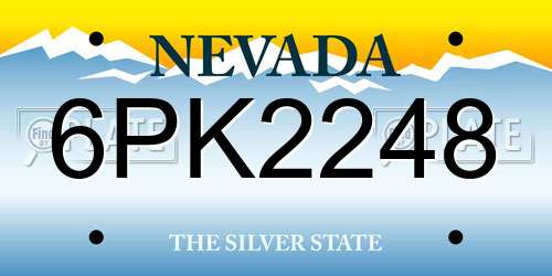 6PK2248 Nevada License Plate