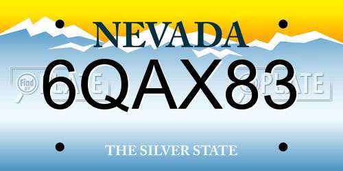 6QAX83 Nevada License Plate