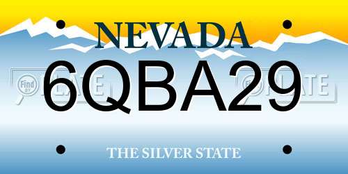6QBA29 Nevada License Plate