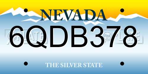 6QDB378 Nevada License Plate
