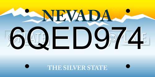 6QED974 Nevada License Plate