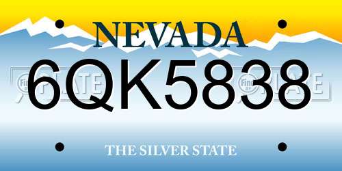 6QK5838 Nevada License Plate
