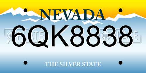 6QK8838 Nevada License Plate