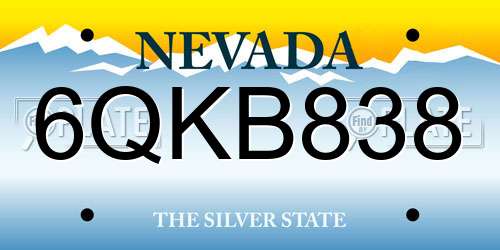 6QKB838 Nevada License Plate