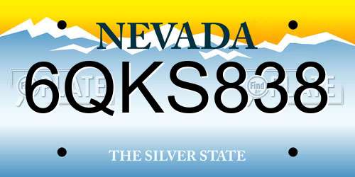6QKS838 Nevada License Plate