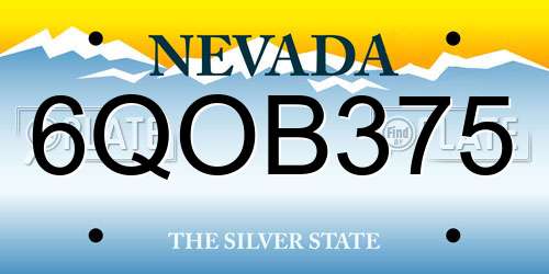 6QOB375 Nevada License Plate