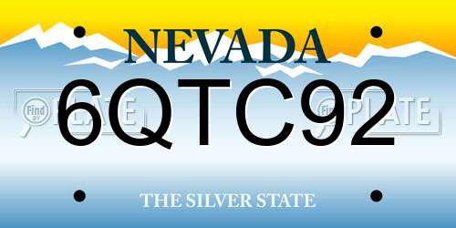 6QTC92 Nevada License Plate