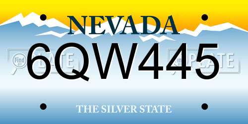 6QW445 Nevada License Plate