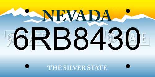 6RB8430 Nevada License Plate