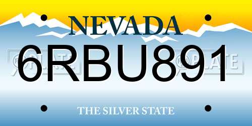 6RBU891 Nevada License Plate