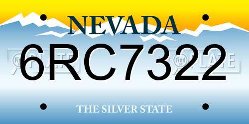 6RC7322 Nevada License Plate