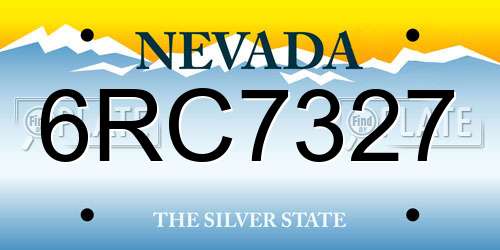 6RC7327 Nevada License Plate
