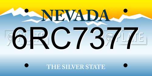6RC7377 Nevada License Plate