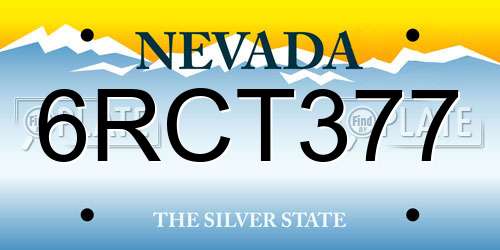 6RCT377 Nevada License Plate