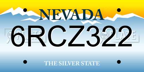 6RCZ322 Nevada License Plate
