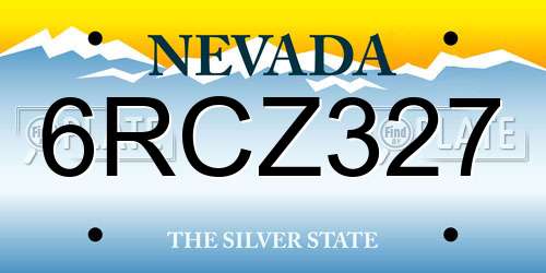 6RCZ327 Nevada License Plate