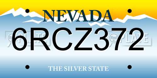 6RCZ372 Nevada License Plate