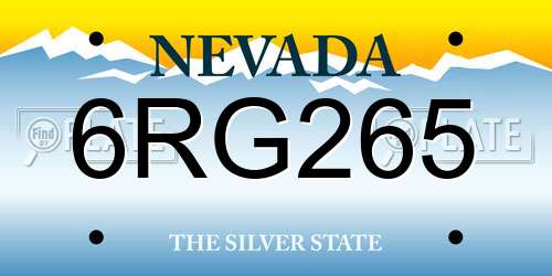 6RG265 Nevada License Plate