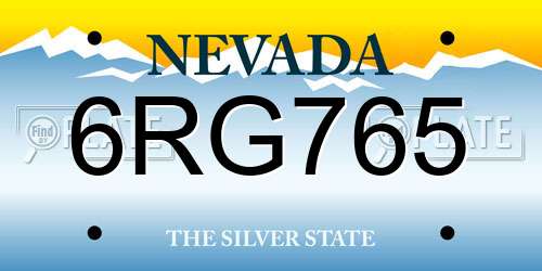 6RG765 Nevada License Plate