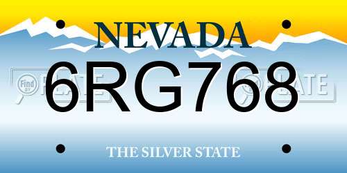 6RG768 Nevada License Plate