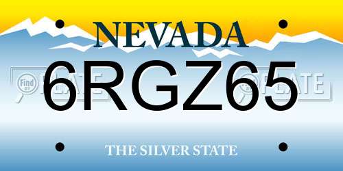 6RGZ65 Nevada License Plate
