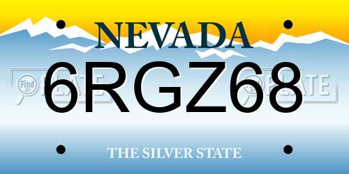 6RGZ68 Nevada License Plate